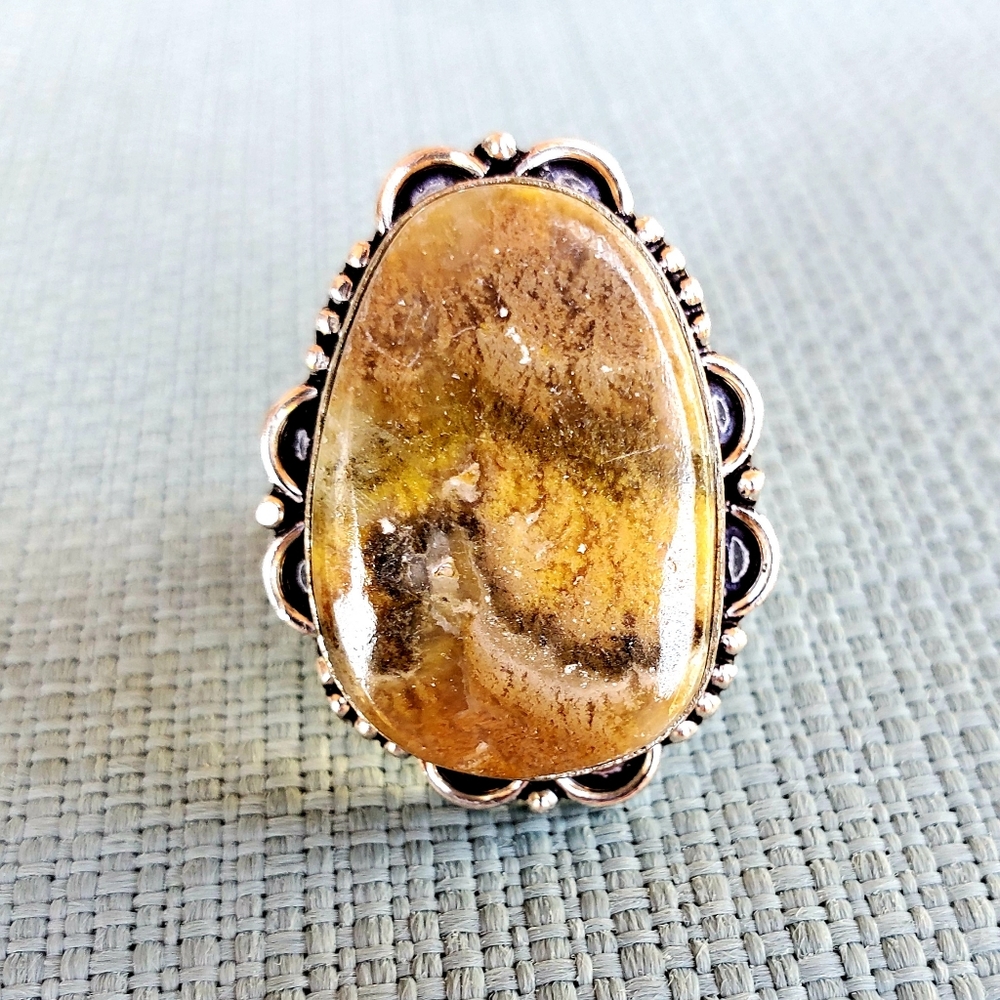 New Bumblebee Jasper 925 Silver Ring.